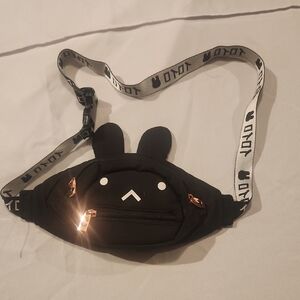 Black Bunny Fanny Pack with White Strap
